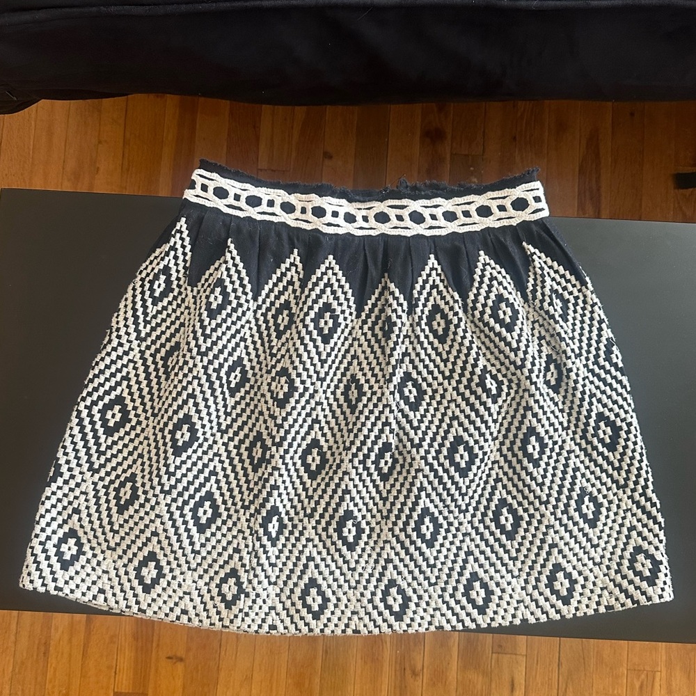Free People Elegant Black and White Patterned Skirt